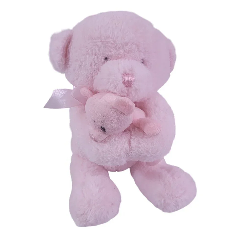 Evergreen B. Boutique Pink Momma Bear and Baby Bear Stuffed Animal Set